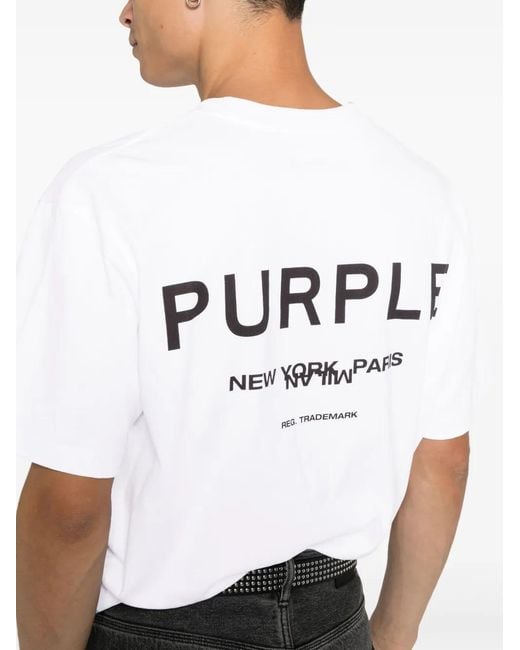 Purple Brand White Jersey Short-Sleeve T-Shirt for men