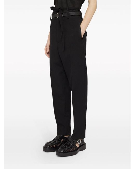 Jil Sander Black Belted Tailored Trousers for men