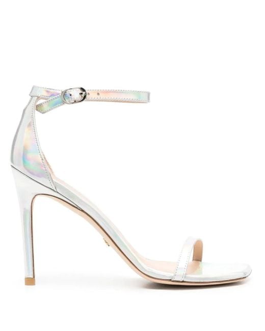 Sandalias con tacón de 100mm Stuart Weitzman de color White