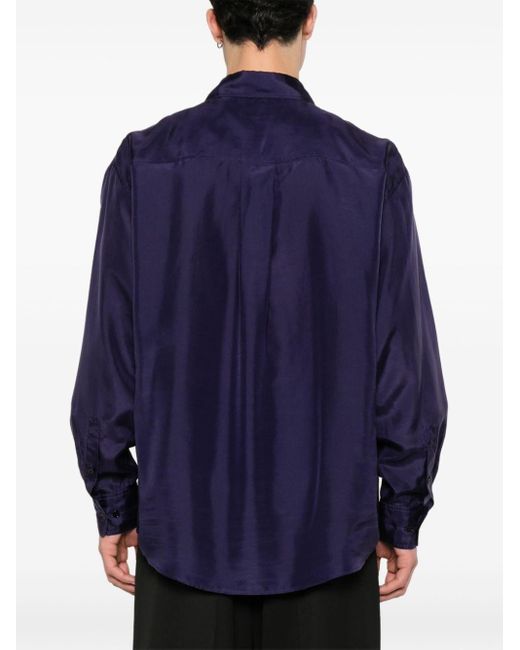 Lemaire Blue Satin Silk Shirt