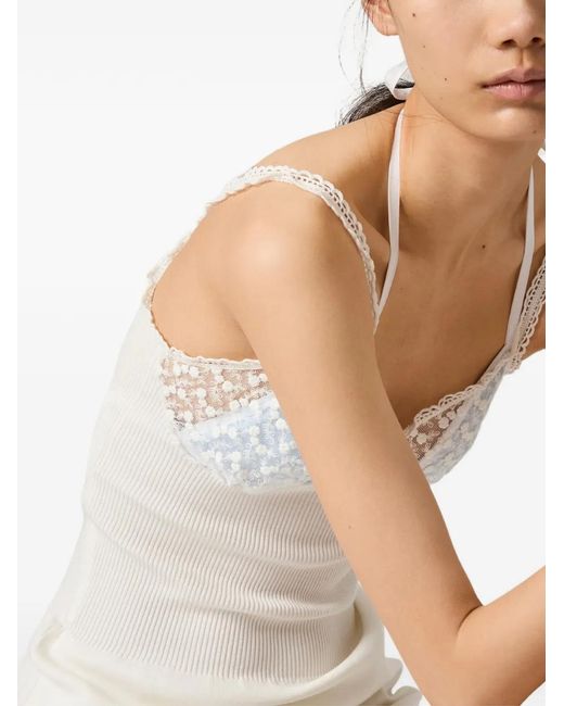 Miu Miu White Cotton And Lace Dress