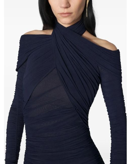 Abito Midi Drappeggiato di Mugler in Blue