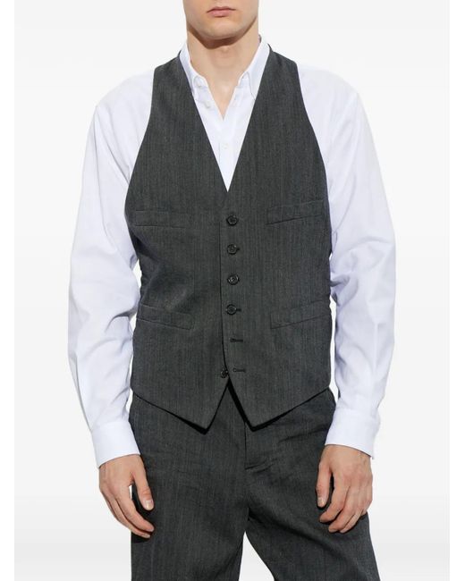 DSquared² Gray Herringbone-Pattern Waistcoat for men