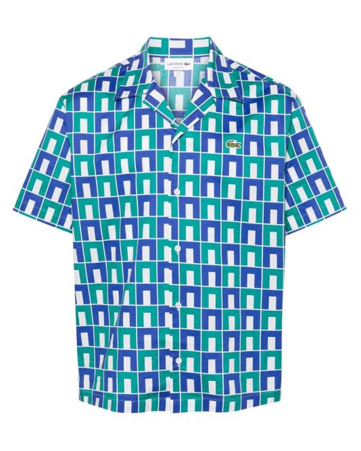 Lacoste Blue Geometric-print Cotton Shirt for men