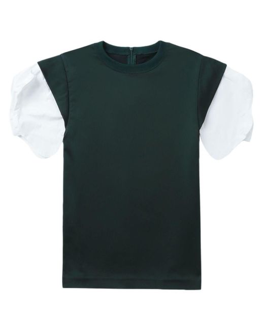 Toga Green Contrast-sleeve T-shirt