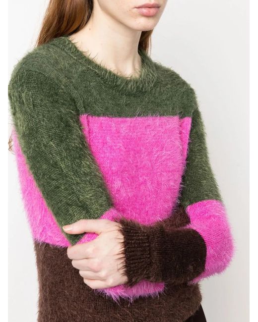 DSquared² Pink Striped Brushed-Effect Jumper