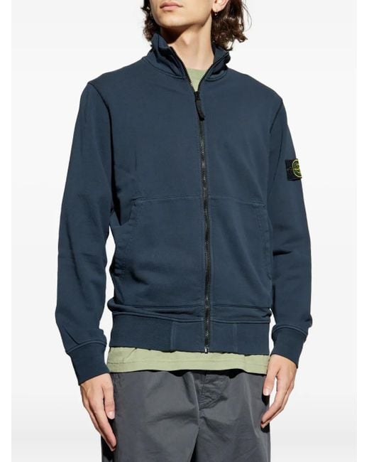 Stone Island Blue Logo-Patch Sweatshirt for men