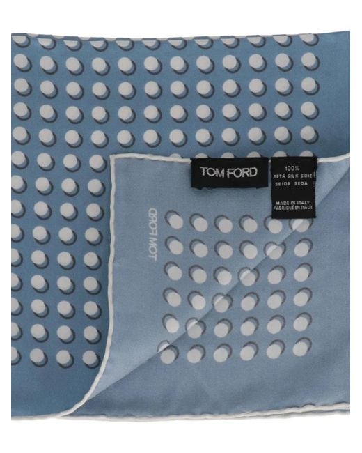 Tom Ford Blue Polka-Dot Pattern Pocket Square for men