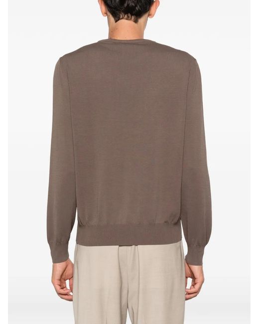 Canali Brown Crew-Neck Sweater for men