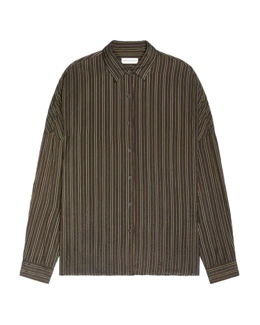 Dries Van Noten Brown Striped Cocoon Shirt