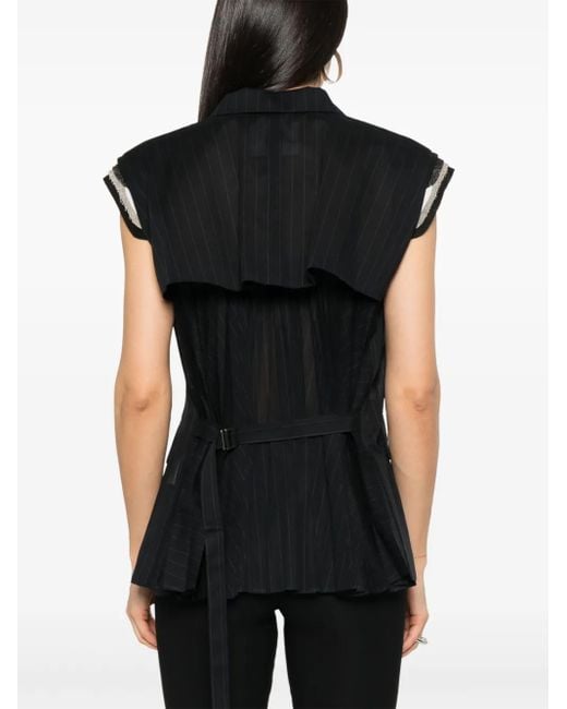 Sacai Black Pinstriped Waistcoat