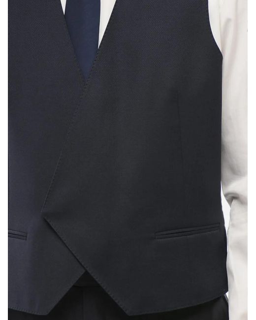 Corneliani Blue Geometric-Pattern Double-Breasted Waistcoat for men