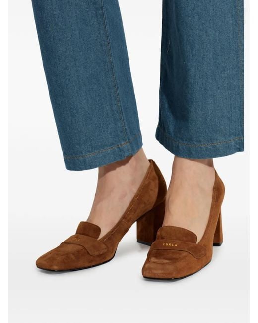 Furla Brown Solid Pump