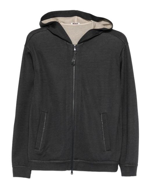 Brunello Cucinelli Black Cotton And Silk Blend Hoodie