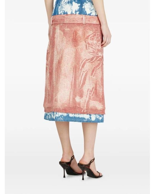 DIESEL Pink Jupe Ceinturée À Design Superposé