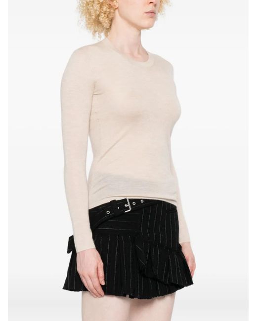 Isabel Marant Natural Long-Sleeve Round-Neck Sweater