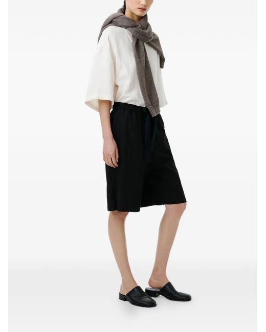 Studio Nicholson Black Demba Elasticated Herringbone Shorts