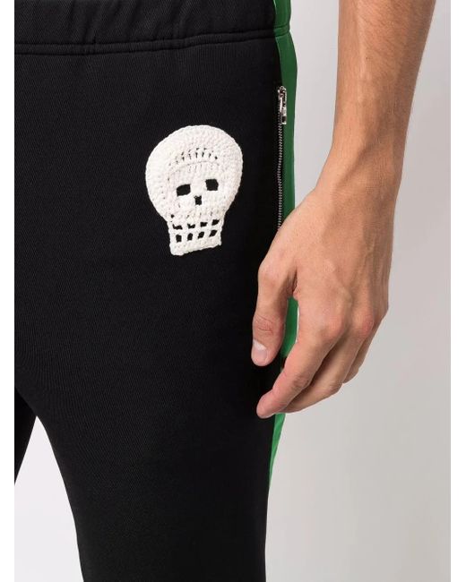 McQueen Black Skull-Patch Slim-Fit Track Pants for men