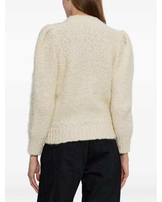 Isabel Marant White Emma Puff-Sleeve Sweater