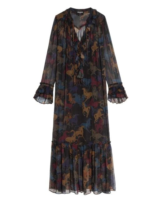 Zadig & Voltaire Black Ralicel Horse-Print Maxi Dress