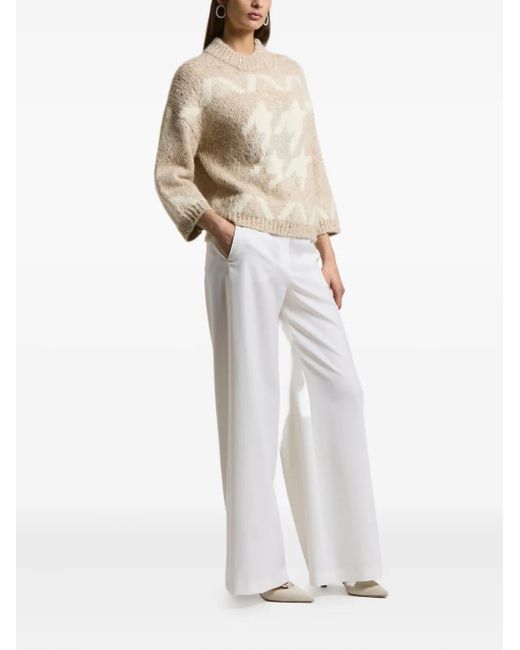 Peserico White Star-Pattern Sweater