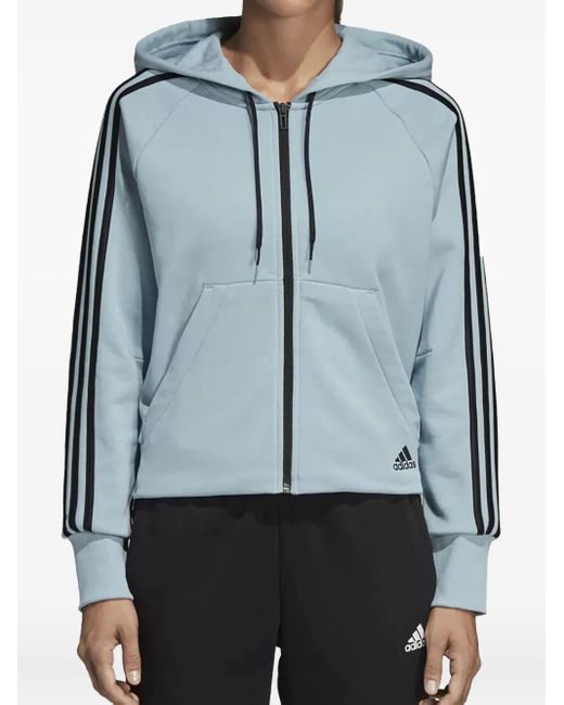 Adidas Blue Stadium 3-Stripes Zip-Up "Ash" Hoodie