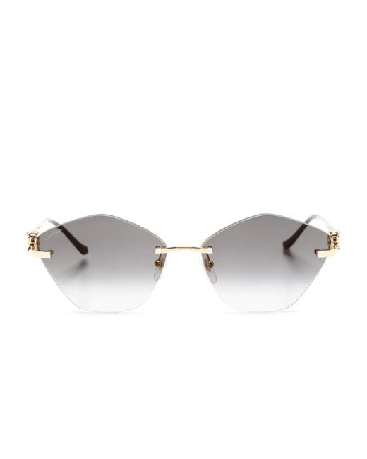 Cartier Metallic Geometric-Frame Sunglasses