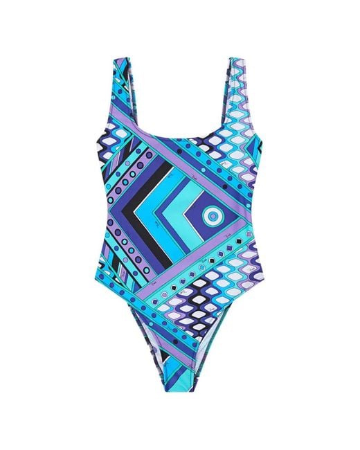 Emilio Pucci Blue Vivara-Print Swimsuit