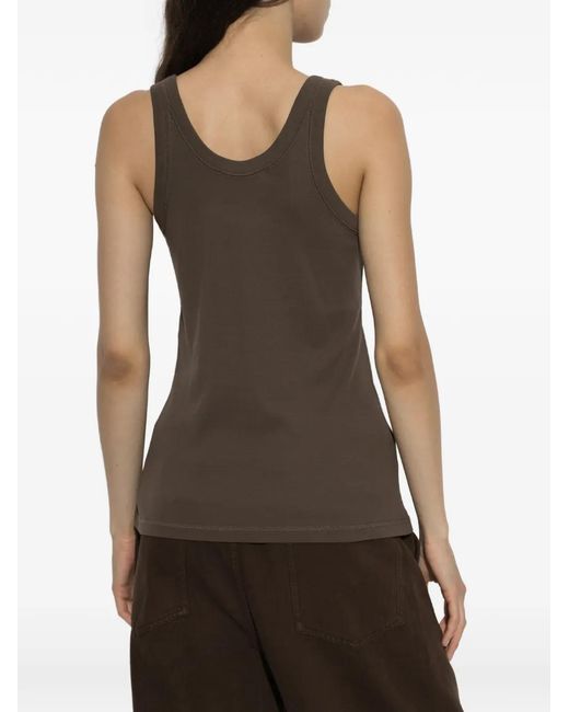 Lemaire Brown Ribbed-Knit Scoop-Neck Tank Top