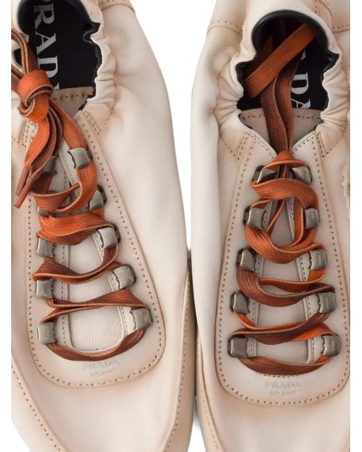Prada White Collapse Antiqued Nappa Leather Sneakers With Hooks for men