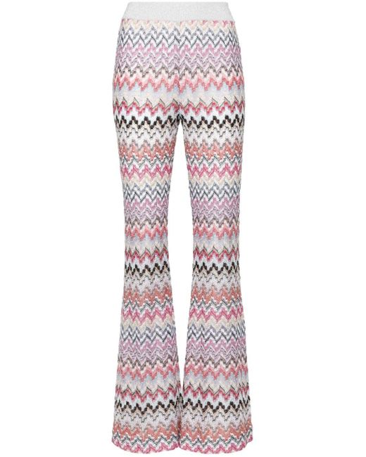 Missoni Pink Zigzag Pattern Flared Trousers