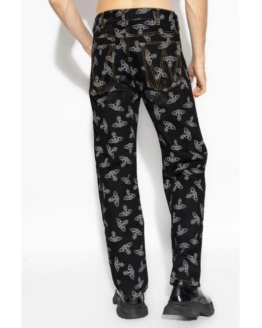 Jean Droit À Imprimé Orb Vivienne Westwood pour homme en coloris Black