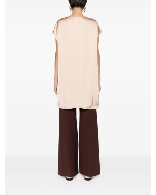 Fabiana Filippi Natural Beaded Trim Satin Tunic