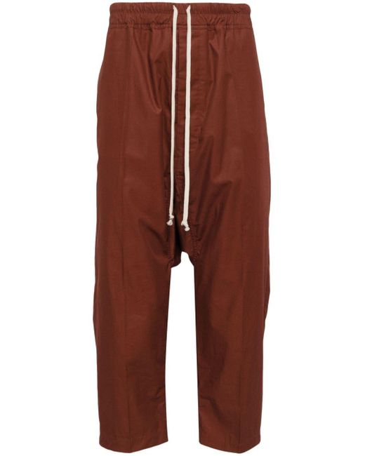 Rick Owens Red Drawstring-waist Cotton Trousers for men