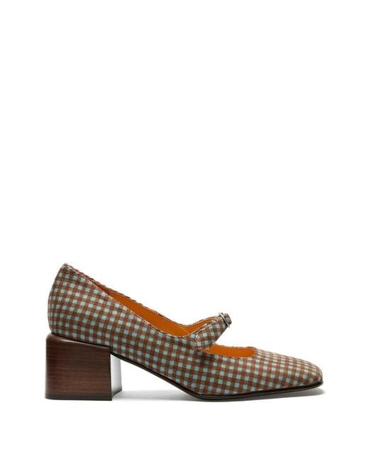 LILI CURIA Brown Gingham Mary Jane Ballet Flats