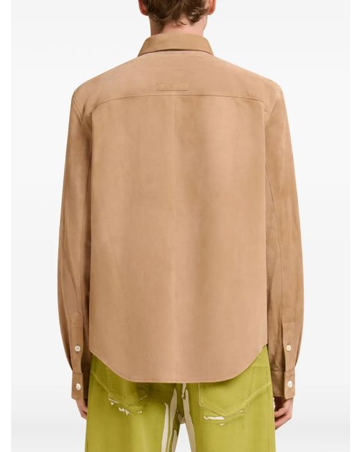 Marni Brown Suede Shirt With Cut-Out Detailing for men