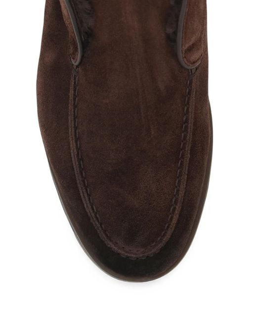 Santoni Brown Calf Suede Slip-On Ankle Boots