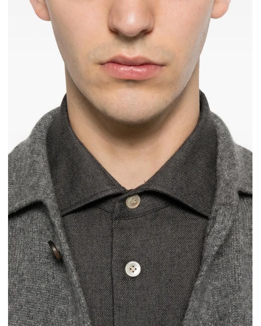 Eleventy Gray Button-Up Long-Sleeve Shirt for men