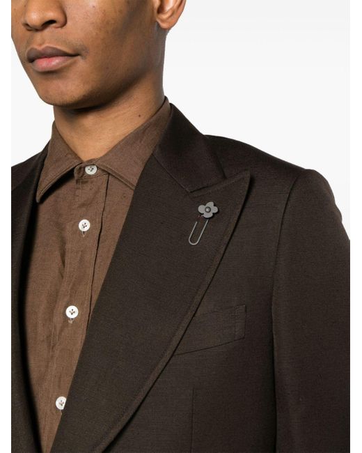 Lardini Black Brooch-detail Single-breasted Blazer for men