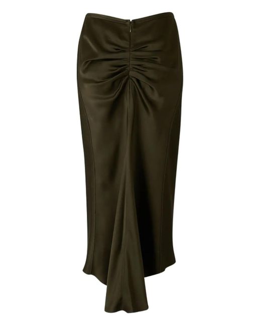 Victoria Beckham Green Pleated Wool Midi Skirt