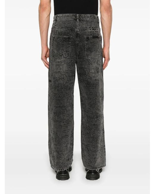 Ksubi Gray Maxx Stencil Stitch Jeans for men