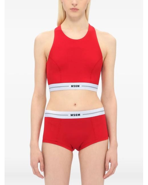 MSGM Red Racerback Logo-Band Tank Top