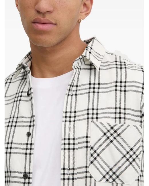 HUGO White Checked Chest-Pocket Shirt for men