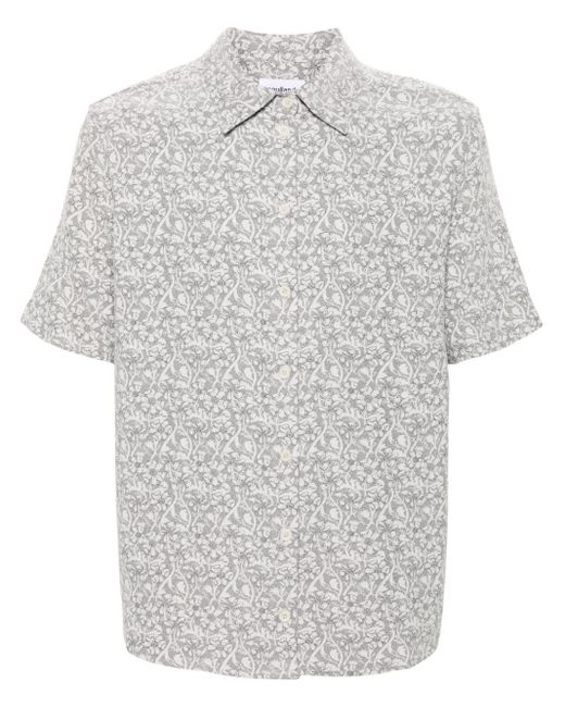 Soulland White Jodie Floral-embroidery Shirt