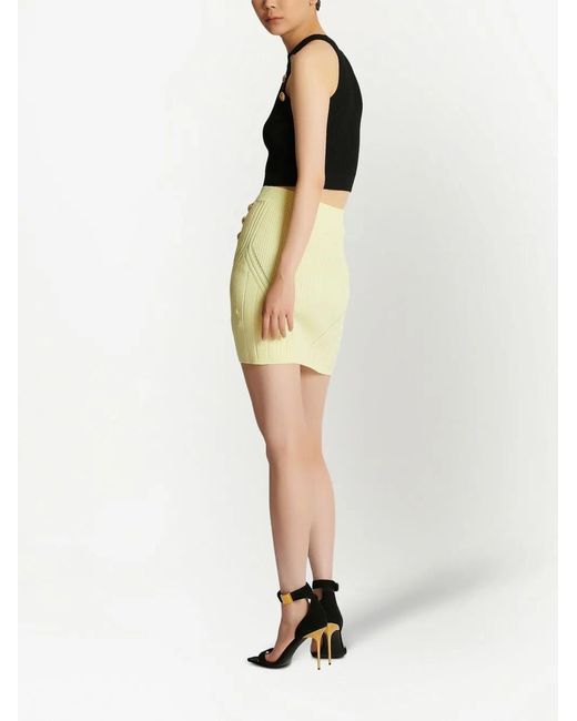 Balmain Yellow Minijupe À Détails Nervurés