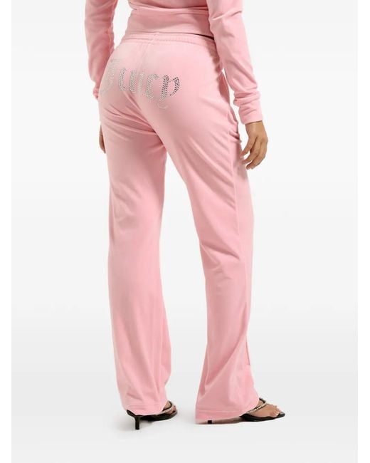 Juicy Couture Pink Diamanté Velour Track Pants