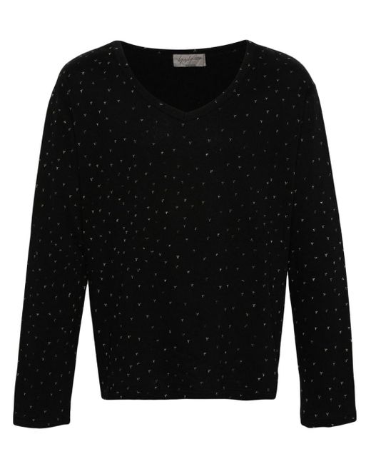 メンズ Yohji Yamamoto ロゴ ロングtシャツ Black