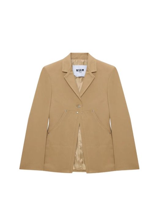 MSGM Natural Blazer À Boutonnière