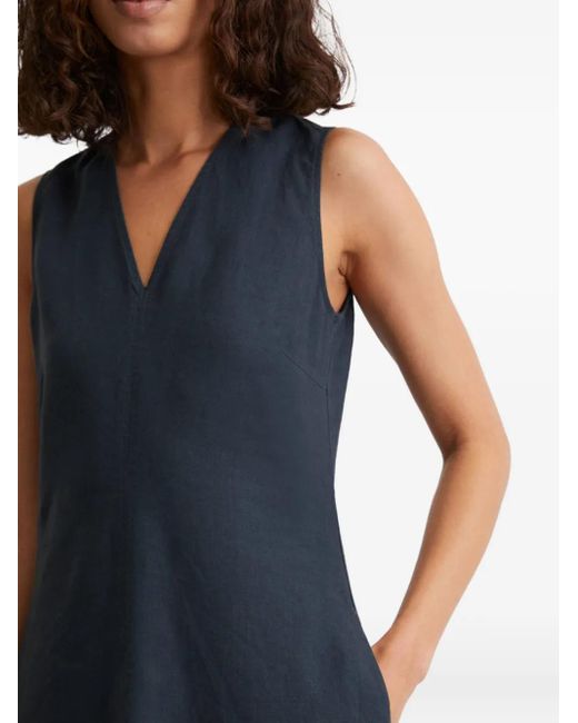 Marc O' Polo Blue V-Neck Sleeveless A-Line Midi Dress