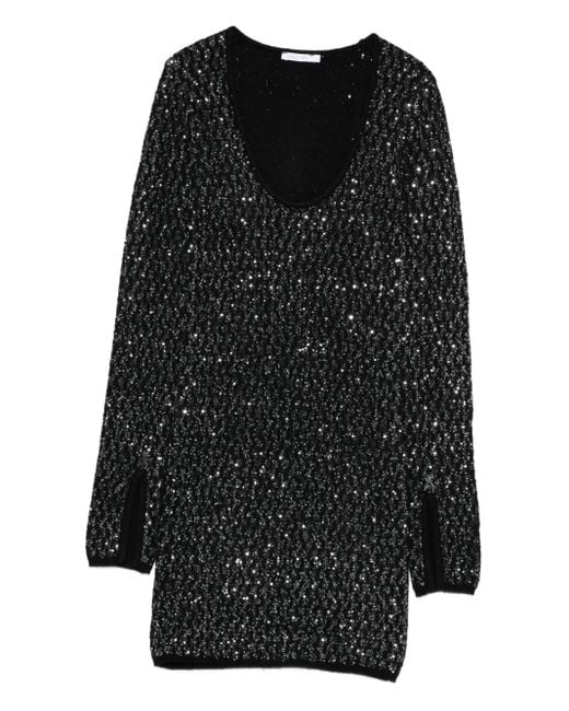 Robe Courte Brodée De Sequins Patrizia Pepe en coloris Black